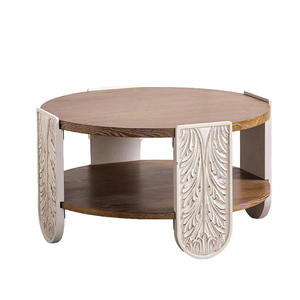 American Country Style Solid Wood Carved Coffee <b>Table</b> With <b>Storage</b> Shelf For Living Room <b>Small</b> Apartment Homestay - Product Image 5
