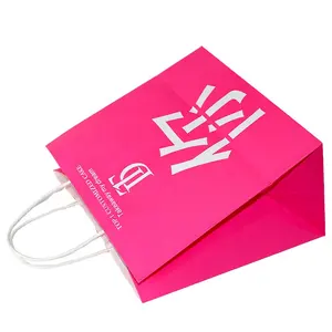 Custom Cheap Wholesale Price Pink Kraft Paper Bags Maker Fashion Big Size Paper Shopping Bags With Handle For Business