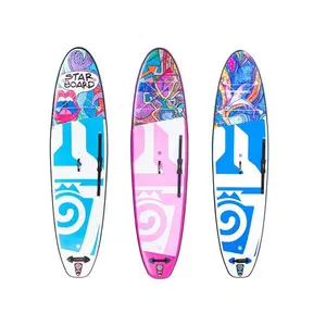 Fabriek Fabricage Opblaasbare Stand Up Surfplank Roze En Zwart Surf Paddle Board Voor Breezy Kalm Wateren
