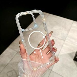 Funda para Teléfono con Anillo Magnético, Marco Transparente con Brillantina de Diamantes, Estilo Simple, Sensación de Piel, para iPhone 17/17air/17pm - Product Image 4