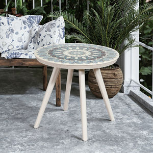 रसोई के लिए प्लास्टिक शीर्ष मोज़ेक पैनल सामग्री के साथ kd आउटडोर गोल पैटिओ टेबल टेबल टेबल - Product Image 4