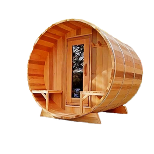 평면 파노라마 유리 4인용 배럴 사우나 야외룸 (장작 난로 포함) - Product Image 4