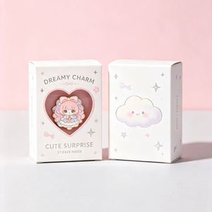Dreamy Charm Cute Surprise Eco-Friendly Reusable Sticker Box Rigid Paperboard Packaging <b>Heart</b> Window Cloud Design for Gift Craft - Product Image 1