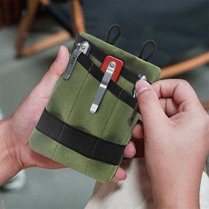 Organisateur de pièces de monnaie et de cartes d'extérieur, sac de taille en tissu Oxford vert militaire avec poche zippée pour un usage quotidien - Product Image 3