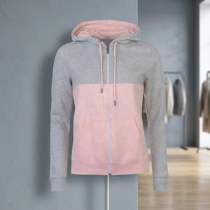 เสื้อฮู้ดซิปผู้ชาย สีเทาชมพู แขนยาว สไตล์ลำลอง สำหรับฤดูใบไม้ผลิ - Product Image 2
