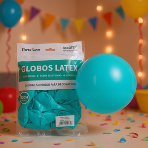 Globos de Látex Party Love de 25 cm, Redondos, Azules, para Decoración de Cumpleaños - Product Image 2
