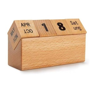 Wooden Block <b>Calendar</b> Solid Wood Flip Up Desk Ornament 12x4x7cm Office Decor - Product Image 5