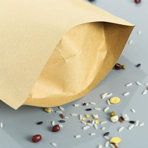 Bolsa de plástico para embalaje de alimentos, cierre de cremallera, papel de aluminio, marrón, Kraft - Product Image 6