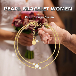 Voor Virgin Girl <span class=keywords><strong>Trilogie</strong></span> Pearls vergulde klassieke bruiloftsarmband voor dames - Product Image 2