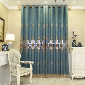 Cortinas bordadas de chenilla gruesa aterciopelada exquisita de lujo agradable de alta calidad para la sala de estar - Product Image 5
