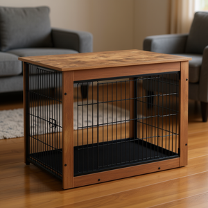 Mueble Jaula para Perros de Madera, 32x37 Pulgadas, Puertas Dobles, Jaula para Mascotas, Alojamiento Interior para Perros Pequeños - Product Image 2
