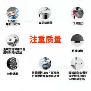 Batidora de pie Sanlida de 6.5L, mezcladora automática de masa con engranaje metálico y motor de 1800W para uso en panadería - Product Image 1