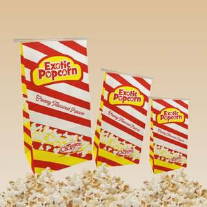 Custom Personalized Logo Print Food Grade Kraft Brown Popcorn Package Pop Corn Paper <b>Bags</b> with Tin Tie Lock Paper <b>Bag</b> - Product Image 4