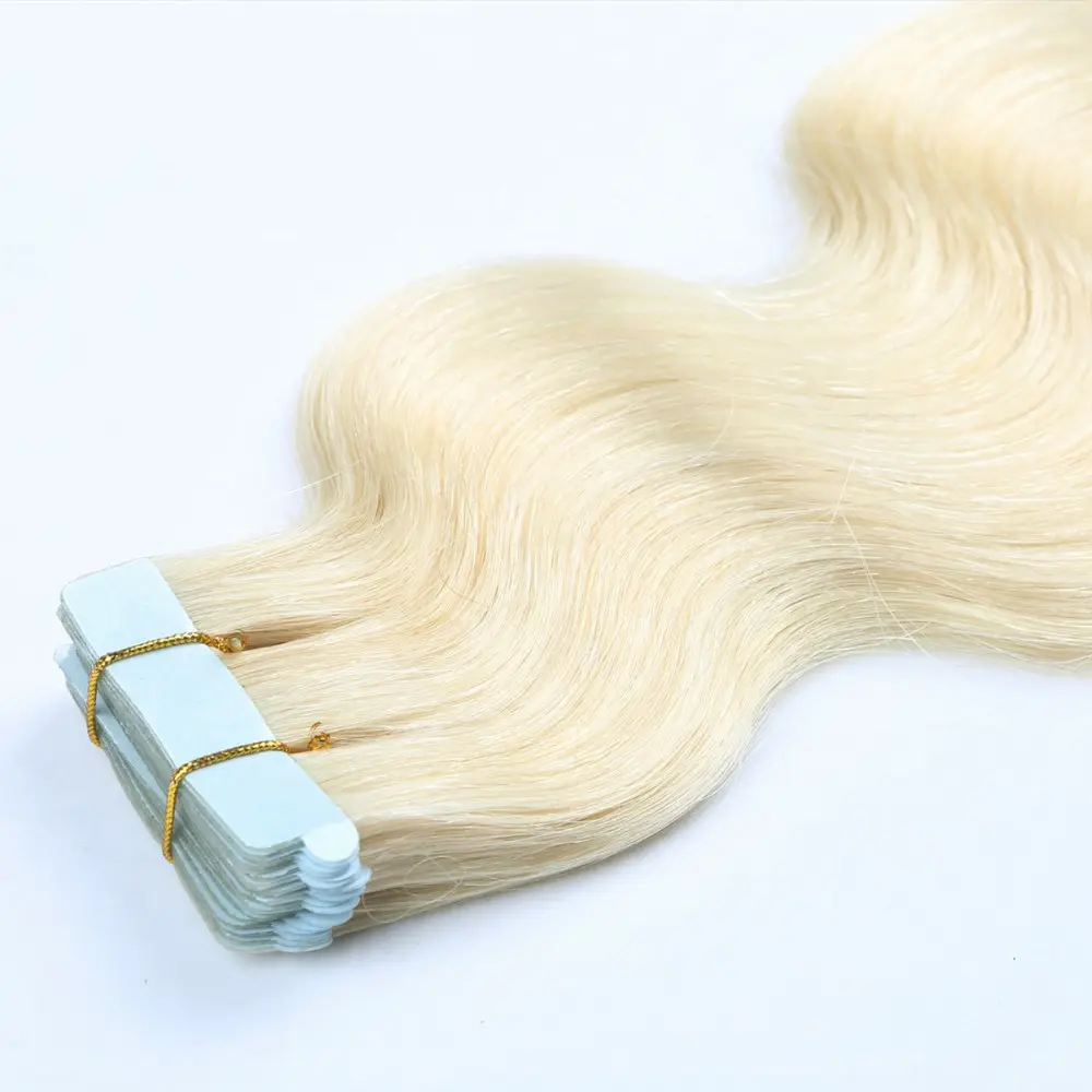 Bella Beauty-Extensiones de Cabello 100%, cabello humano Remy ruso, 613, cinta de Color