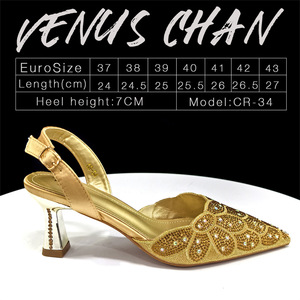 Großhandel Luxus <span class=keywords><strong>Gold</strong></span> Spitze Keilsandalen mit Steinbesatz Leichtgewichtige Passende Taschensets für Sommer/Winter/Herbst - Product Image 6