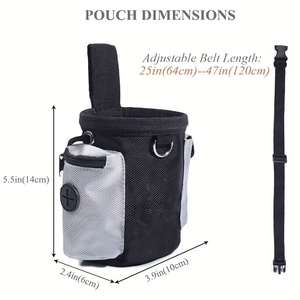 Sac à friandises pour animaux de compagnie imperméable gris, pochette pour collations d'entraînement avec ceinture, logo personnalisé pour les promenades avec le chien - Product Image 6