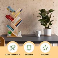 Bibliothèque moderne à 4 niveaux en bambou avec un design d'arbre unique Nouveau design de support de rangement en bois qui maximise l'espace vertical