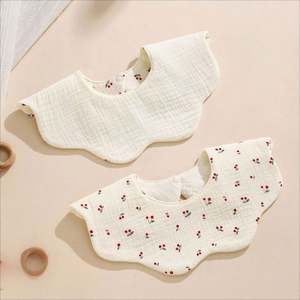 Baberos Ajustables OEM de 5 Piezas, de Bambú y Algodón Muselina, con Cierre de Botones, Lavables, Impermeables, de 6 Capas, con Estampados Lisos - Product Image 2