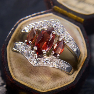 Anello in Argento A166 con Diamante Taglio Marquise Colore G Naturale Gioiello di Fidanzamento per Donna - Product Image 1