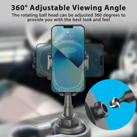 Support de téléphone réglable à long cou de cygne avec base extensible, sans secousses, pour porte-gobelet de voiture, rotation 360° °   Rotation pour iPhone Android