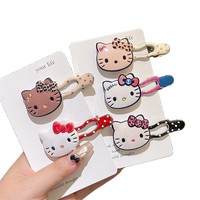 Nouvelle Arrivée 2025 – Pince à Cheveux Faite Main en Cristal pour Femme, Motif Pois Hello Kitty, Pince Bec de Canard et Barrette pour Frange ou Cheveux Légers sur le Côté