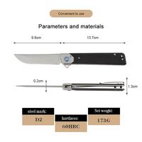 Couteau pliant de poche Bochen, lame en acier D2 haute dureté, style classique, manche G10, pour le camping, la chasse, couteau multifonctionnel