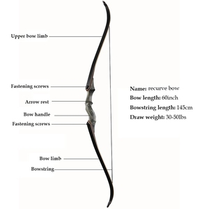 Take Down Jacht Boog 30-50lbs 60Inch Boog Voor Rechts/Links Hand Houten Riser <span class=keywords><strong>Recurve</strong></span> Boog Nieuwe-Tech ledematen Schieten Outdoor - Product Image 3