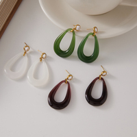 Boucles d'oreilles pendantes minimalistes J&D Jewelry en résine marron en forme de goutte, plaquées or 18 carats, avec zircone, résistantes au ternissement, pour femmes