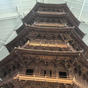 Ambachtelijk Gemaakt Miniatuur Oude Tempel/Pagodemodel-Premium Basswood Materiaal Voor Historische Collectie, Geschenk - Product Image 3