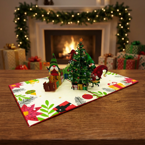 Gnomos de Navidad, Tarjeta de Papel 3D Pop-Up, Regalo Navideño Hecho a Mano, Decoración con Diseño Personalizado - Product Image 2