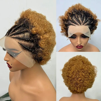 Perruque Bob Courte Afro Frisée Kinky 13x4 HD en Dentelle Transparente, Cheveux Humains Vierges Brésiliens Remy, Tresses, 10 Pouces, Densité 250%, Effet Rebondi