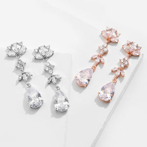 RAKOL EP5077 Wholesale Waterdrop Earrings 2021 Latest Design Cubic Zirconia Charm Stud Earrings <b>Jewellery</b> - Product Image 4