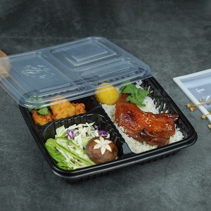 Şeffaf kapaklı 3 bölmeli meyve bento ambalaj kutusu tek kullanımlık PP yemek hazırlık yemek kutusu - Product Image 4