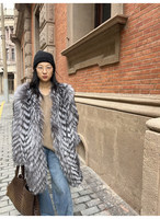 Manteau en fourrure de renard véritable naturelle, 100% fourrure de renard argenté véritable, veste chaude d'hiver, manteau en fourrure épaisse de luxe pour femmes