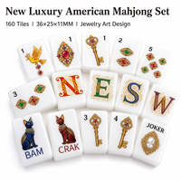 Nouvel ensemble de tuiles de mahjong américain 160 pièces, design artistique de luxe, acrylique blanc nacré 36x25x11MM BAM DOT CRAK Wind Joker