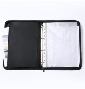 Leather Business Portfolio Bag <b>A4</b> <b>File</b> Folder Organizer Zipper Closure Padfolio with Calculator - Product Image 4