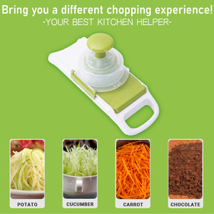 Hachoir à légumes réglable, <span class=keywords><strong>mandoline</strong></span> manuelle verte avec <span class=keywords><strong>poussoir</strong></span> de sécurité pour la cuisine - Product Image 4