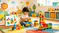 Ensembles de blocs de construction éducatifs pour enfants - Jouets d'apprentissage créatifs avec des briques colorées emboîtables et une boîte de rangement