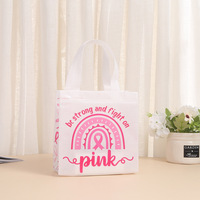 Sacs fourre-tout de sensibilisation au cancer du sein Packs de support de ruban rose en tissu avec citations inspirantes sacs à provisions cadeaux