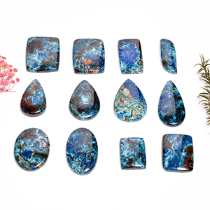 Cabujón de azurita natural, piedras preciosas sueltas naturales, lote al por mayor, forma y tamaño mezclados, piedras preciosas naturales hechas a mano para la fabricación de joyas - Product Image 6