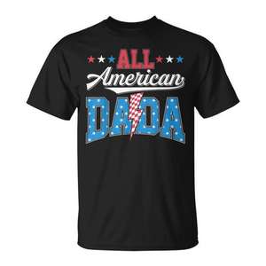 Camiseta All American Dad del 4 de julio, patriótica, familiar, a juego, negra - Product Image 1
