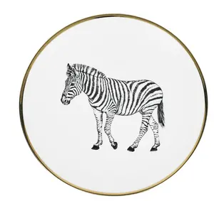 Animal Salad Plate Zebra Ceramic Dinnerware Shallow Plate Western Dessert Salad Steak Plate