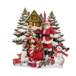 ของขวัญกล่องการ์ดคริสต์มาส3D แบบแฮนด์เมดแนววินเทจพร้อมซองกระดาษเคลือบรูปซานตาคลอสแบบป๊อปอัพสุขสันต์วันคริสต์มาส - Product Image 2