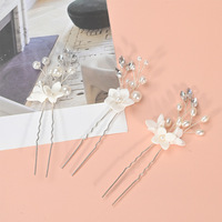 SLBRIDAL fait à la main strass cristaux perles porcelaine fleur mariée épingle à cheveux ensemble mariage cheveux autocollants femmes bijoux de cheveux