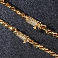 Bracelet en acier poli haute brillance NUOYA Fashion 8 mm, bracelet argenté, fermoir en zircon Hip Hop, bracelets pour hommes en acier inoxydable