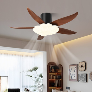 Modern LED <b>Ceiling</b> <b>Fan</b> 5 Blades Wood Finish AC Motor <b>Remote</b> <b>Control</b> Flush Mount 32-48 Inches Daylight Light Outdoor Plastic - Product Image 4