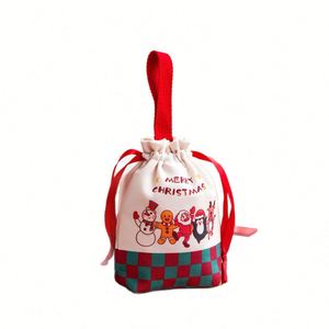 Customized Christmas Canvas Drawstring Storage Bags Handheld Feature for Festival Decoration Business <b>Gift</b> Packaging Featuring - Product Image 1