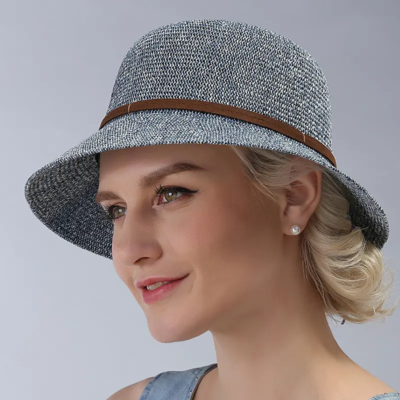 Venta al por mayor de la señora del verano hermoso safari sombrero playa sombrero sombreros de paja