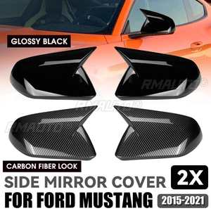 2PCS Coques de rétroviseurs latéraux pour Ford Mustang 2015 2016 2017 2018 2019 2020 2021 Noir brillant couleur fibre de carbone - Product Image 1