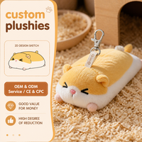 Porte-clés en peluche hamster couché mignon, breloque douce en forme d'animal en peluche
